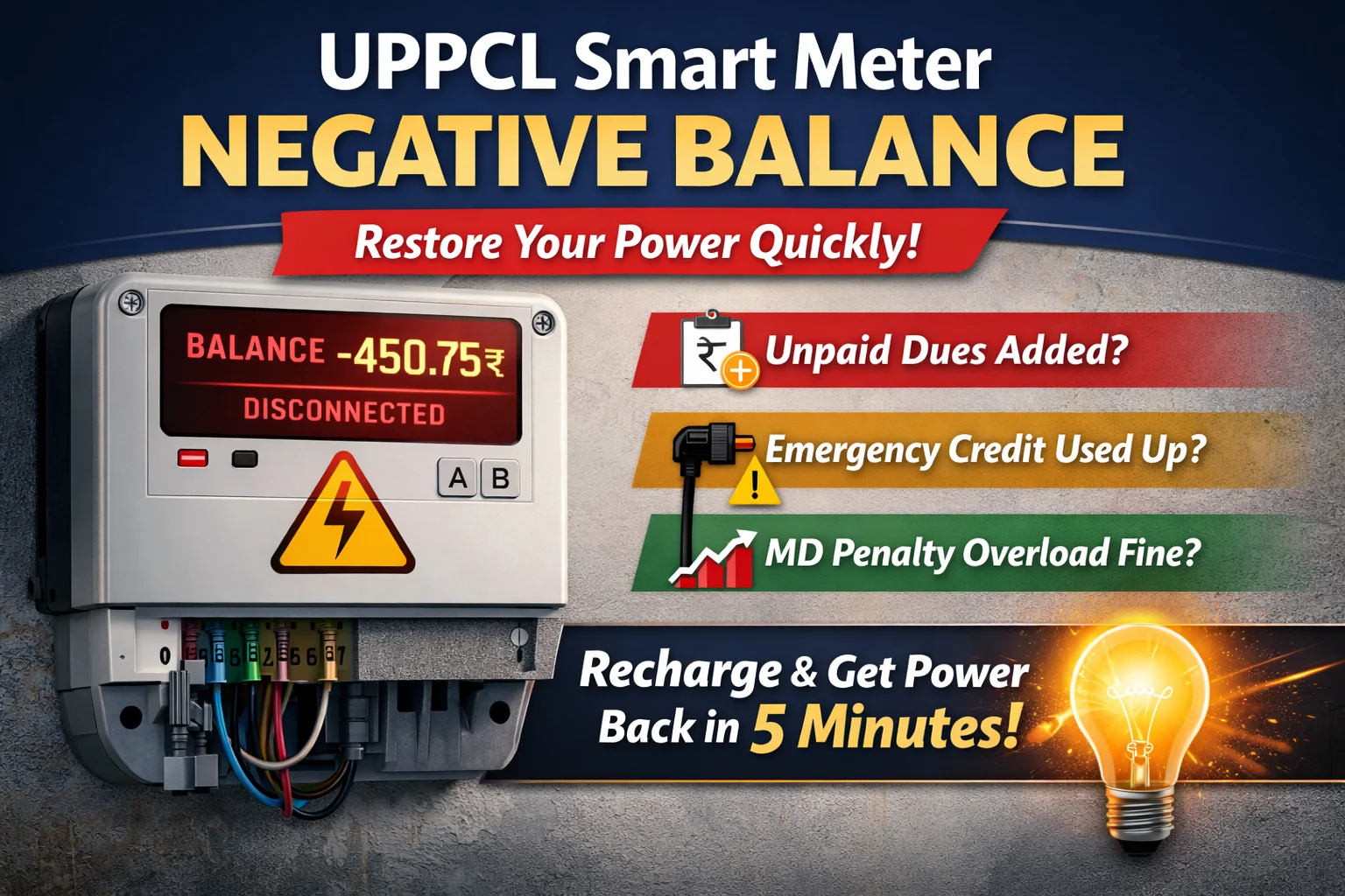 uppcl smart meter negative balance solution and power cut reasons
