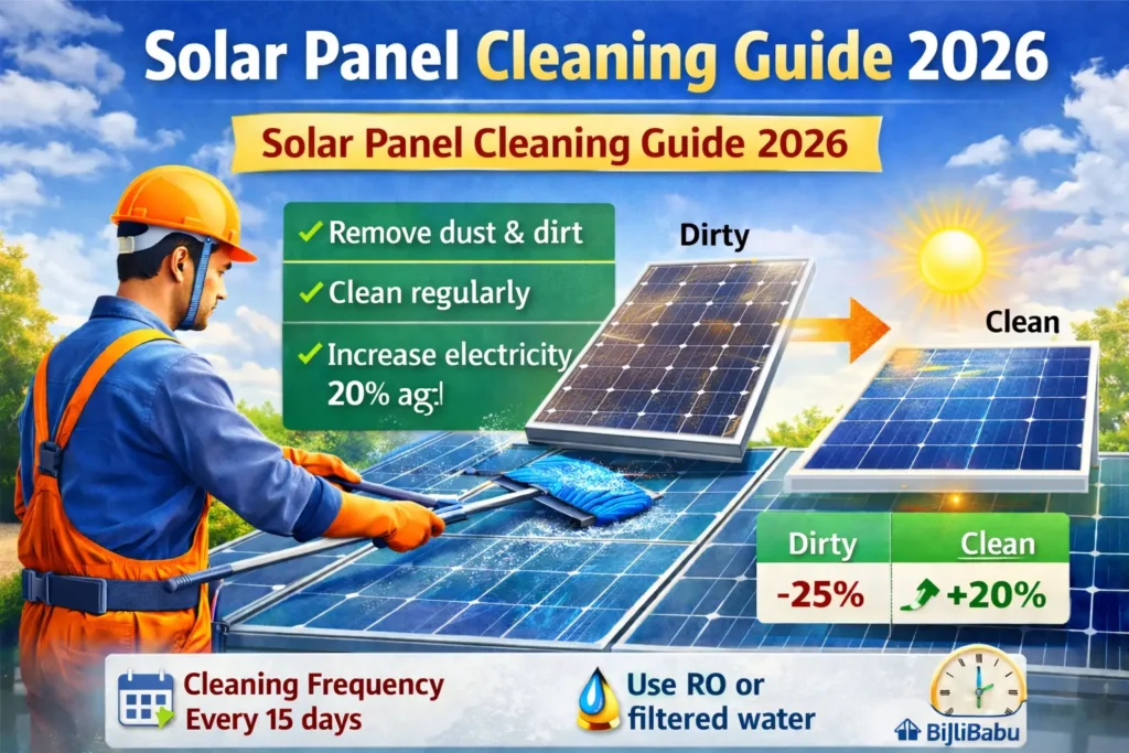 Solar Panel Cleaning Guide 2026: पैनल की सफाई कब और कैसे करें