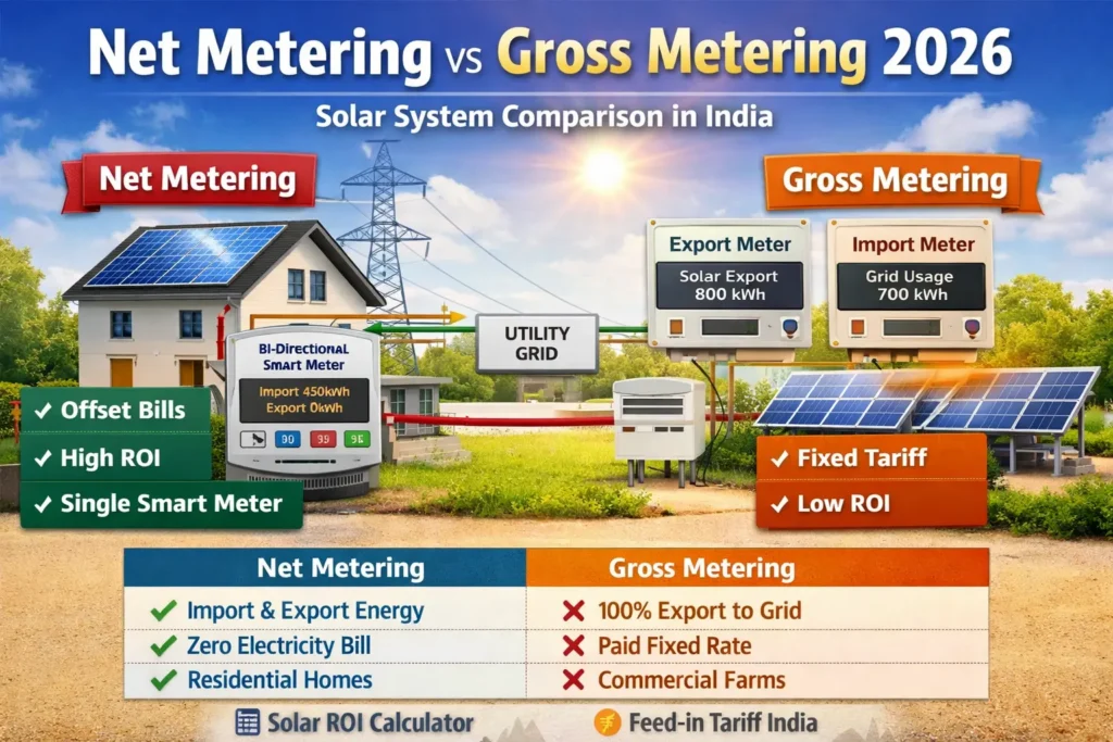 Net Metering vs Gross Metering 2026: आपके लिए कौन सा सही है?