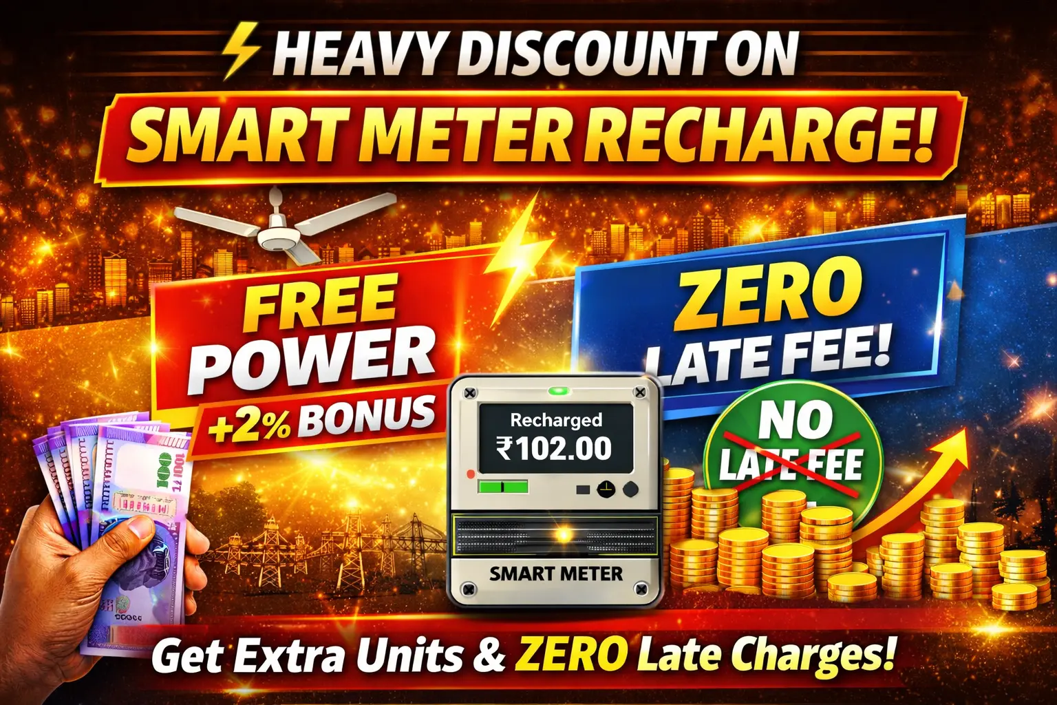 claiming the Smart Meter Huge Discount Extra Electricity on Recharge zero interest India 2026